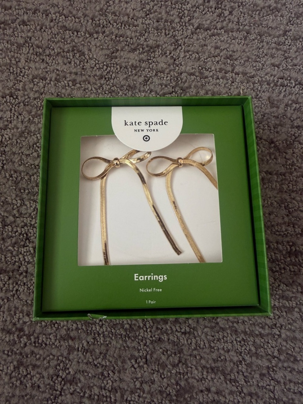 kate spade Metallic Gold Bow Earrings with Hanging Tails